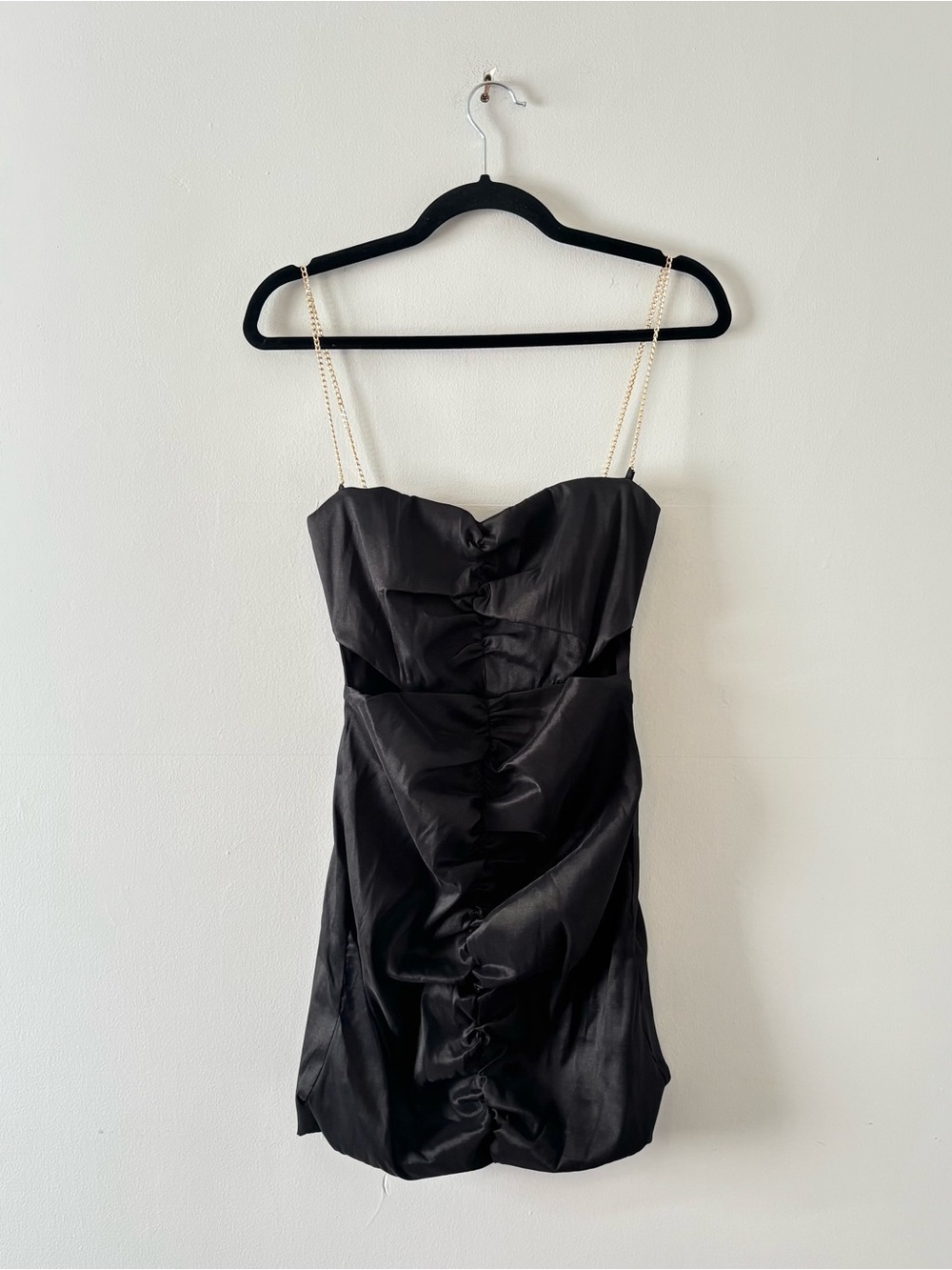Nookie NWT Ciara Cutout Mini Dress Gold Chain Straps Black Night Out Clubbing